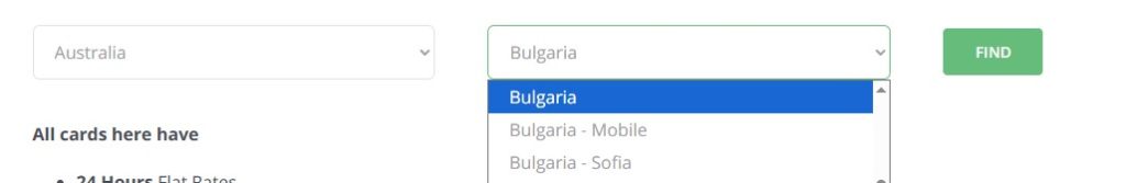Destination country options